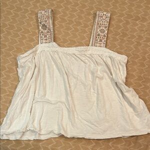 Lucky Brand Cream Camisole with Patterned Straps